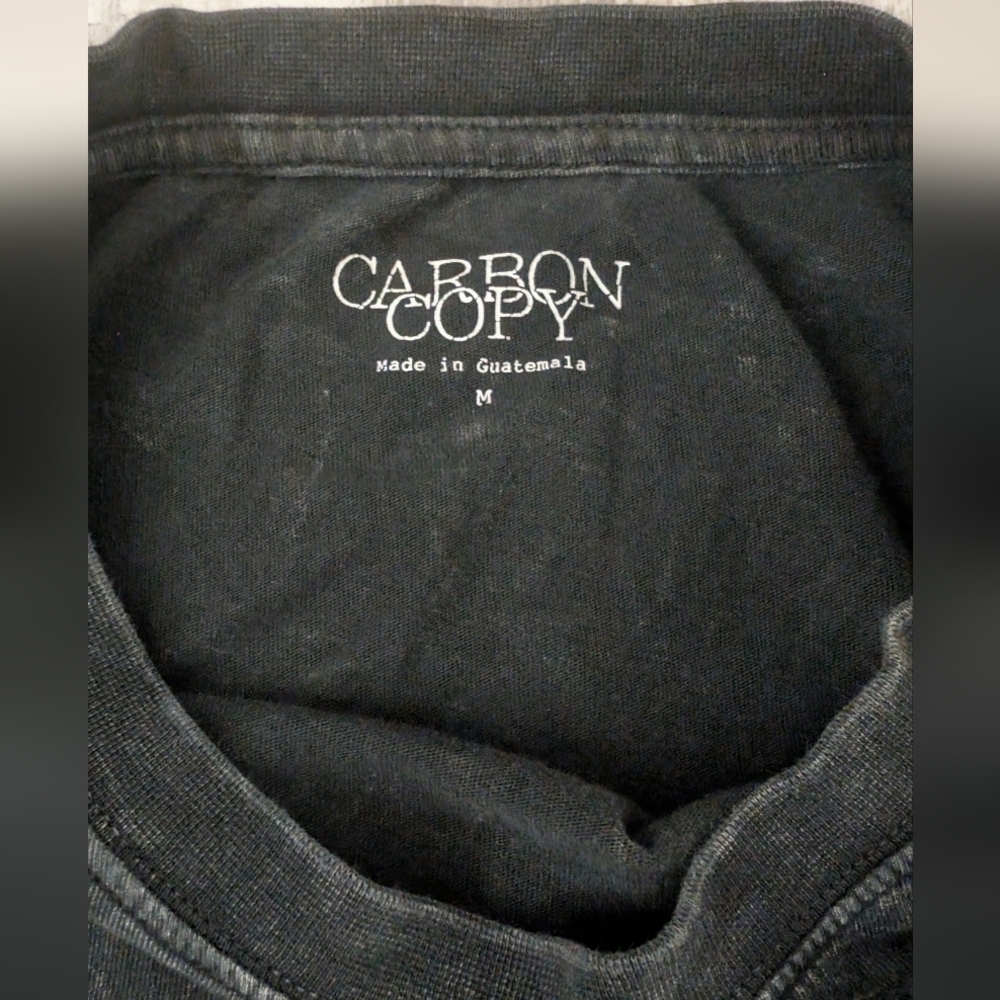 Carbon Copy Black Crewneck Tee with White Label - Picture 4 of 6
